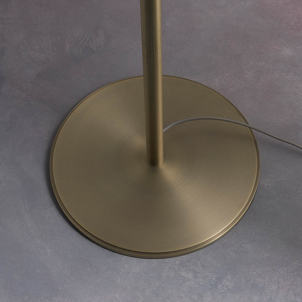 Endon Hayfield Single Light Floor Lamp - Matt Antique Brass Plate & Green Velvet