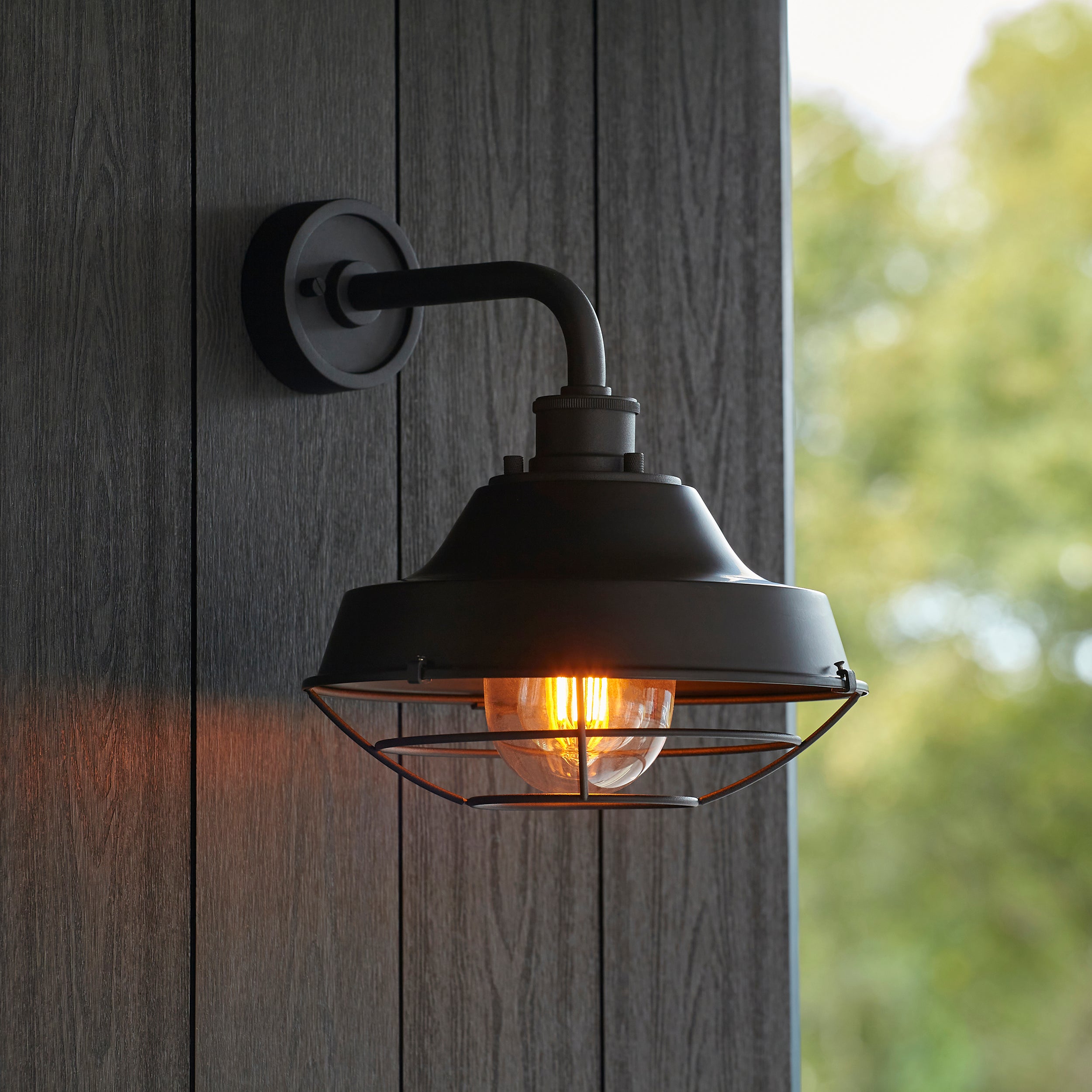 Endon Coop Caged Single Wall Light - Textured Black