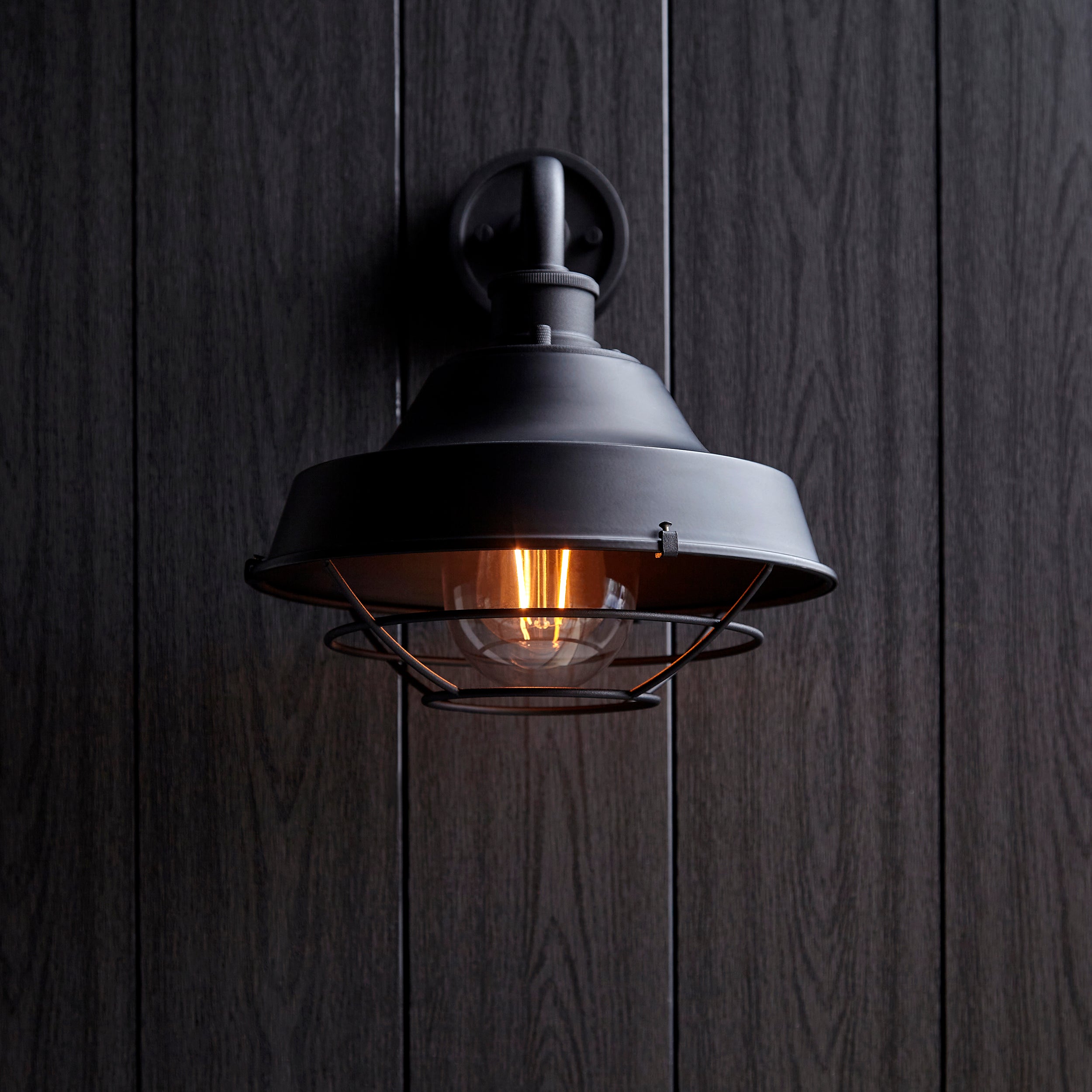 Endon Coop Caged Single Wall Light - Textured Black