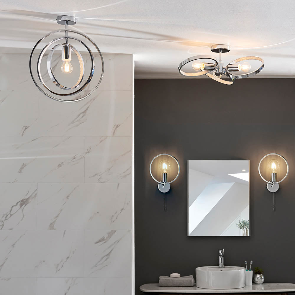 Endon Merola Single Light Wall - Chrome Plate & Clear Faceted Acrylic
