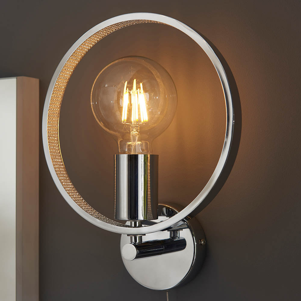 Endon Merola Single Light Wall - Chrome Plate & Clear Faceted Acrylic