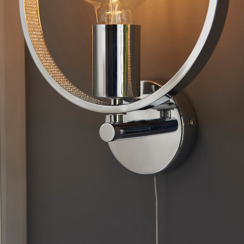 Endon Merola Single Light Wall - Chrome Plate & Clear Faceted Acrylic