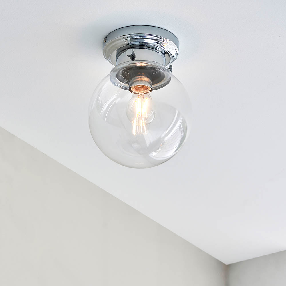 Endon Cheswick Single Light Flush - Chrome Plate & Clear Glass