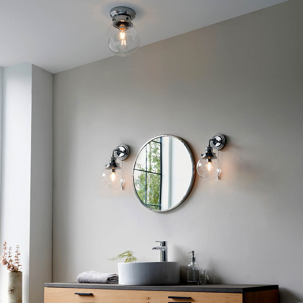 Endon Cheswick Single Light Flush - Chrome Plate & Clear Glass