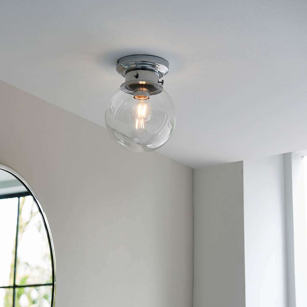 Endon Cheswick Single Light Flush - Chrome Plate & Clear Glass