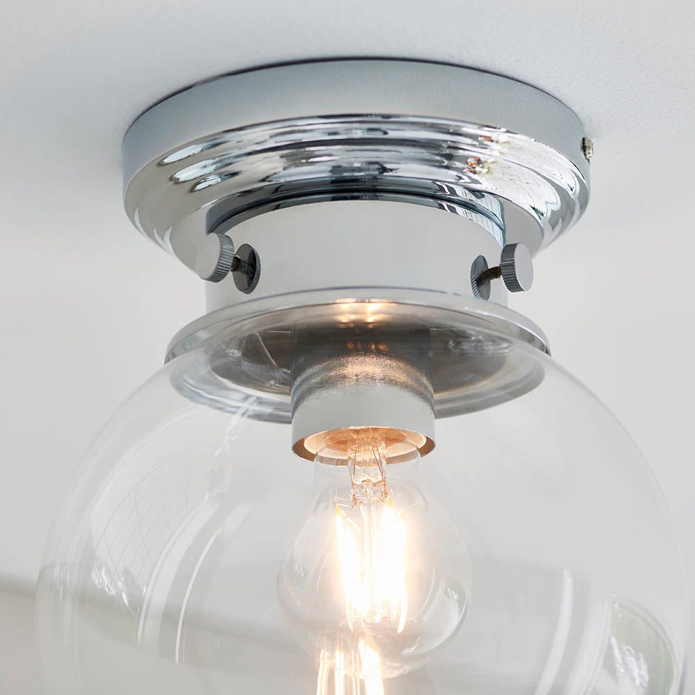 Endon Cheswick Single Light Flush - Chrome Plate & Clear Glass