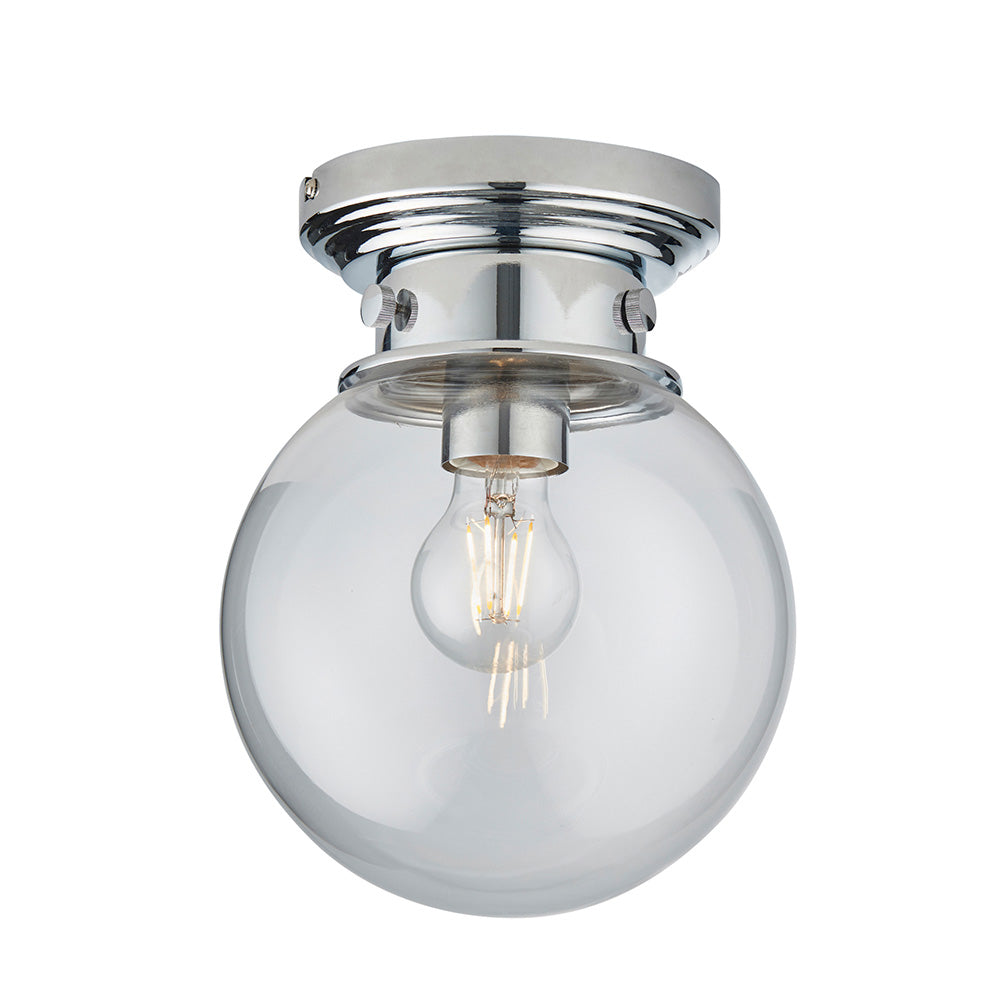 Endon Cheswick Single Light Flush - Chrome Plate & Clear Glass