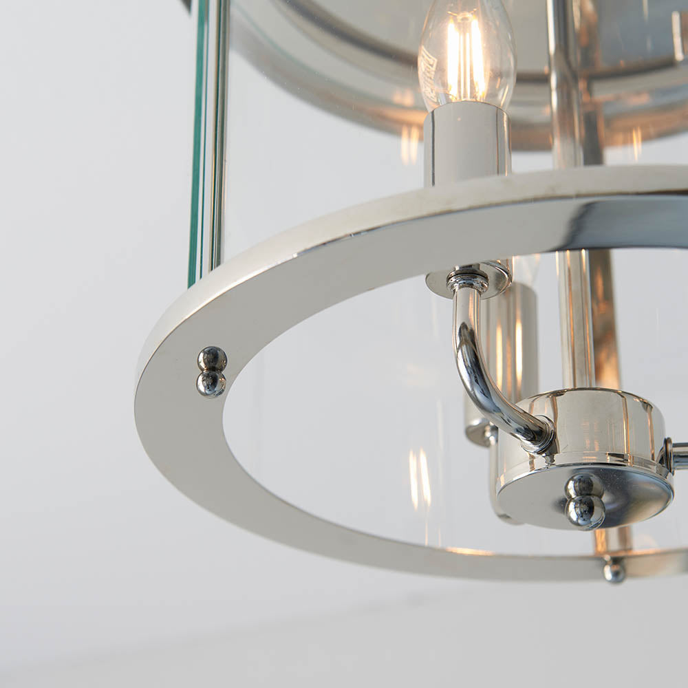 Endon Hampworth 3 Light Flush -  Bright Nickel Plate & Clear Glass