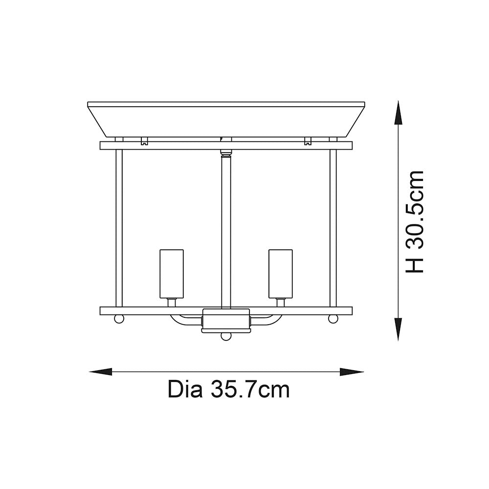 Endon Hampworth 3 Light Flush -  Bright Nickel Plate & Clear Glass