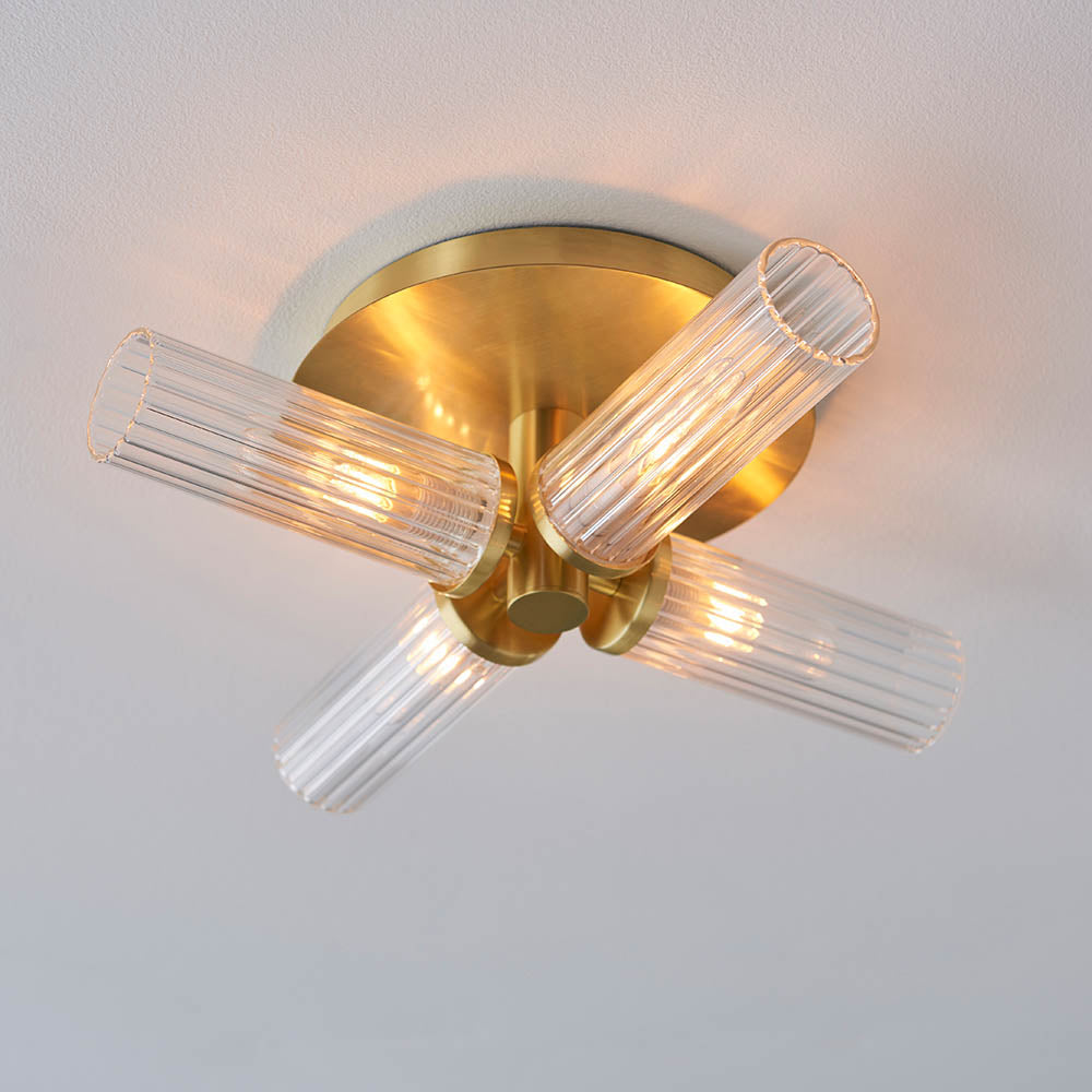 Endon Talo 4 Light Semi Flush - Satin Brass