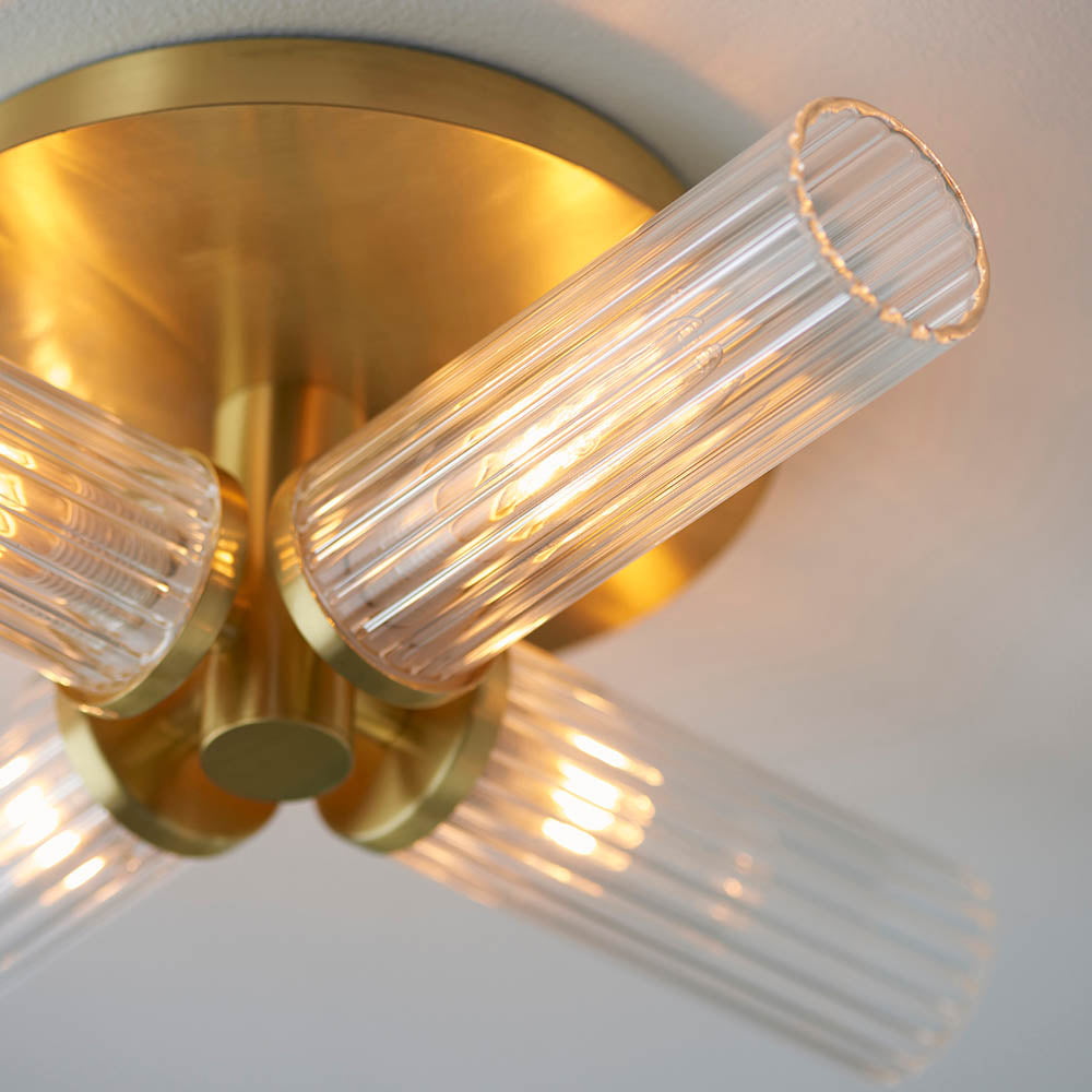 Endon Talo 4 Light Semi Flush - Satin Brass