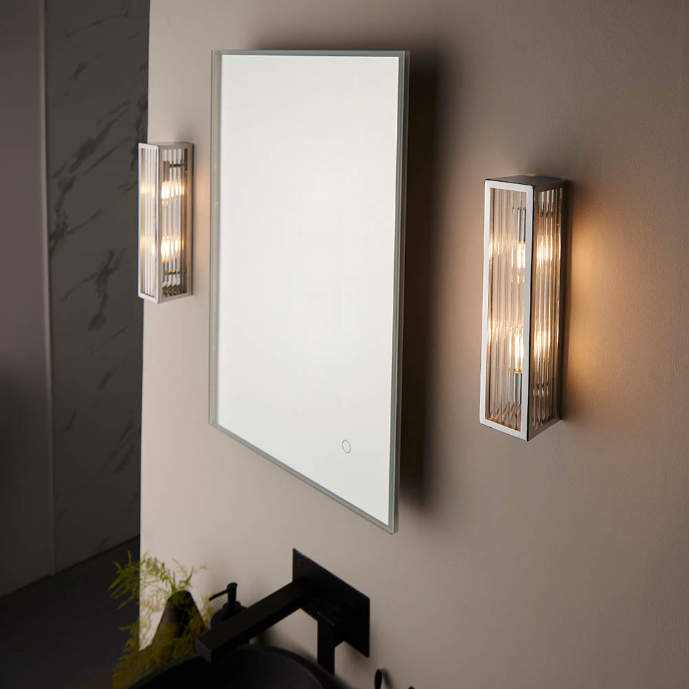 Endon Newham 2 Light Wall - Chrome Plate & Clear Ribbed Glass