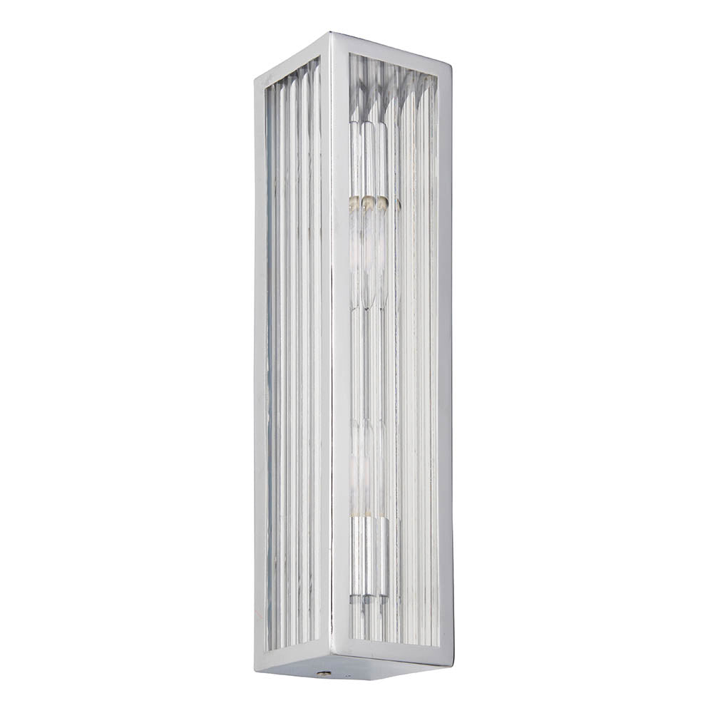 Endon Newham 2 Light Wall - Chrome Plate & Clear Ribbed Glass