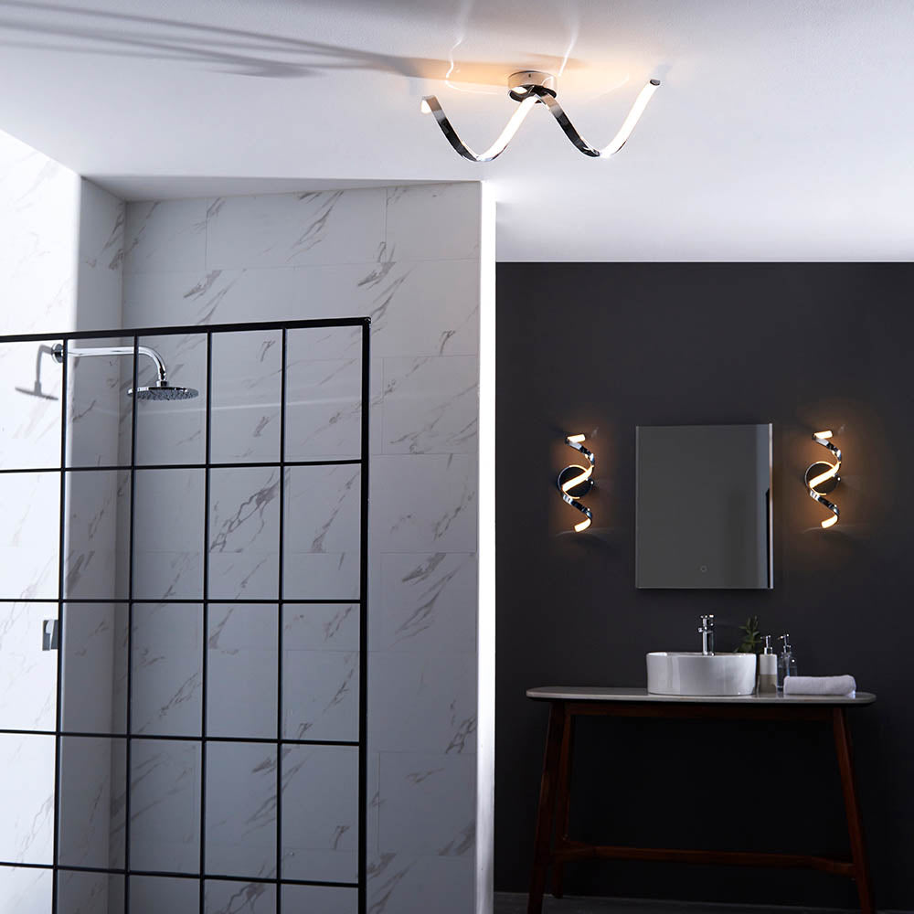 Endon Astral Single Light Wall - Chrome Plate & White Silicone