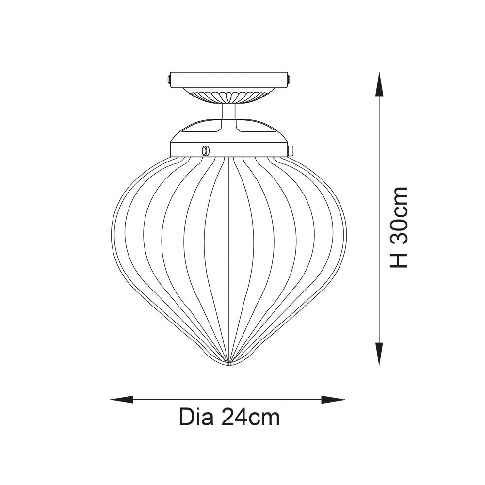 Endon Cheston Single Light Flush - Chrome Plate & Clear Ribbed Glass