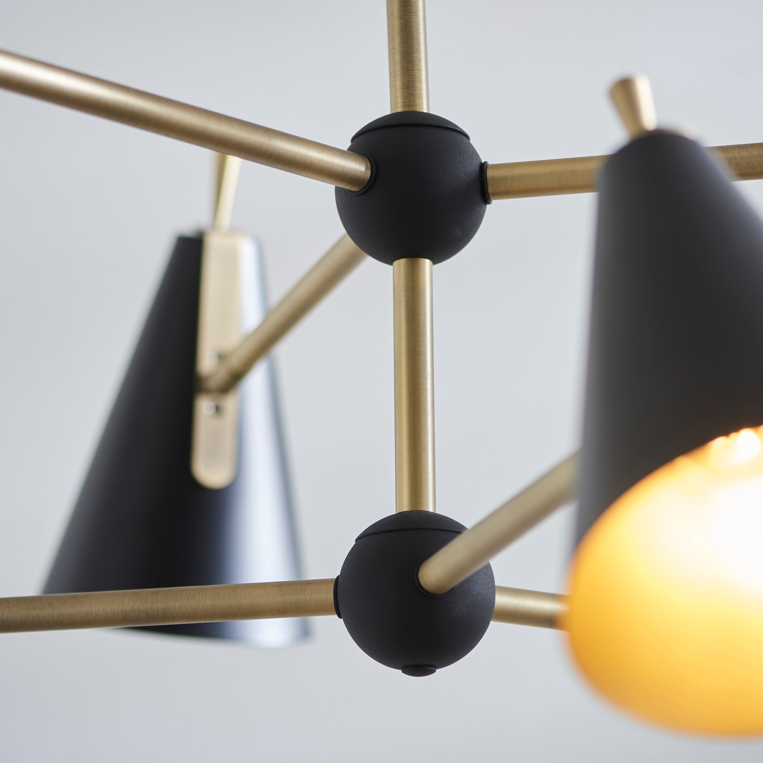 Endon Horn Mid Century 6 Light Pendant - Matt Antique Gold & Matt Black