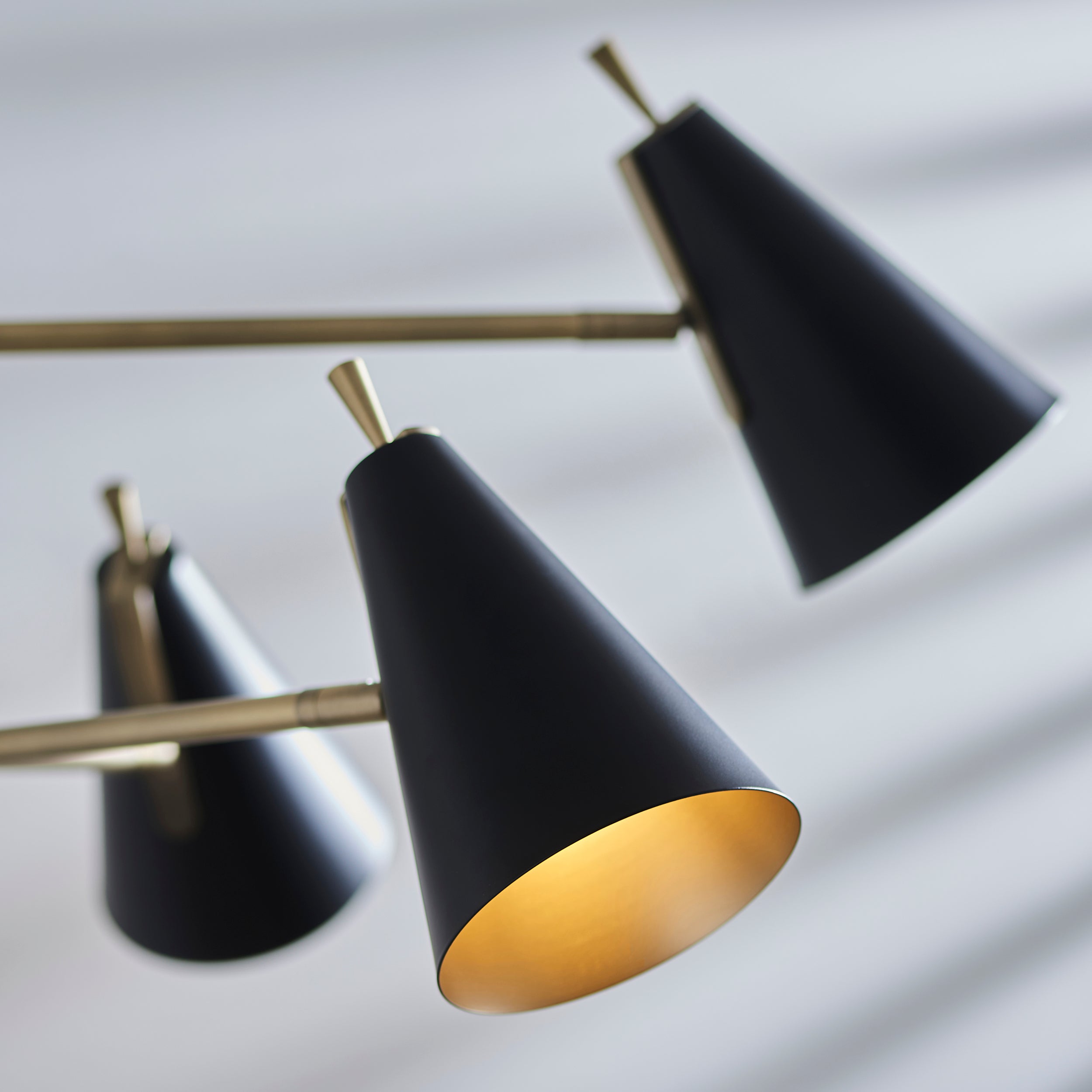 Endon Horn Mid Century 6 Light Pendant - Matt Antique Gold & Matt Black