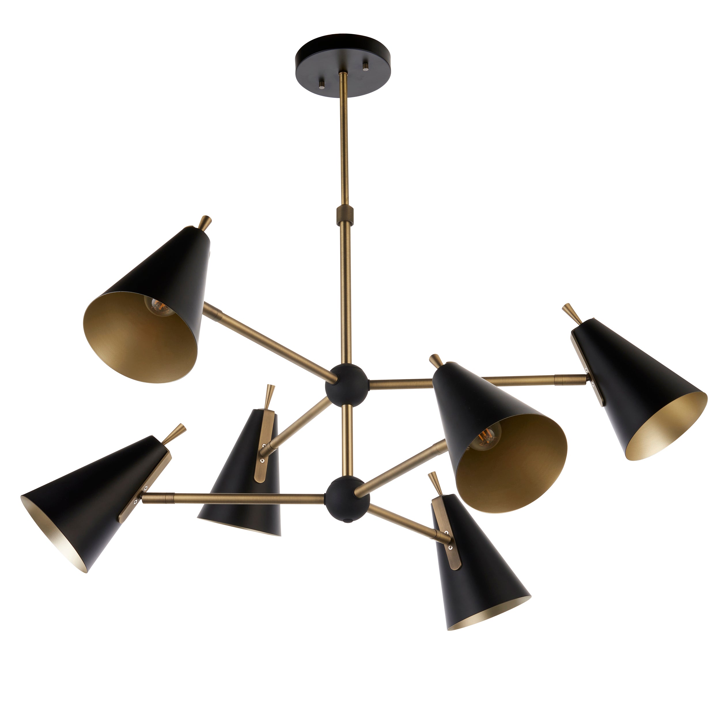 Endon Horn Mid Century 6 Light Pendant - Matt Antique Gold & Matt Black