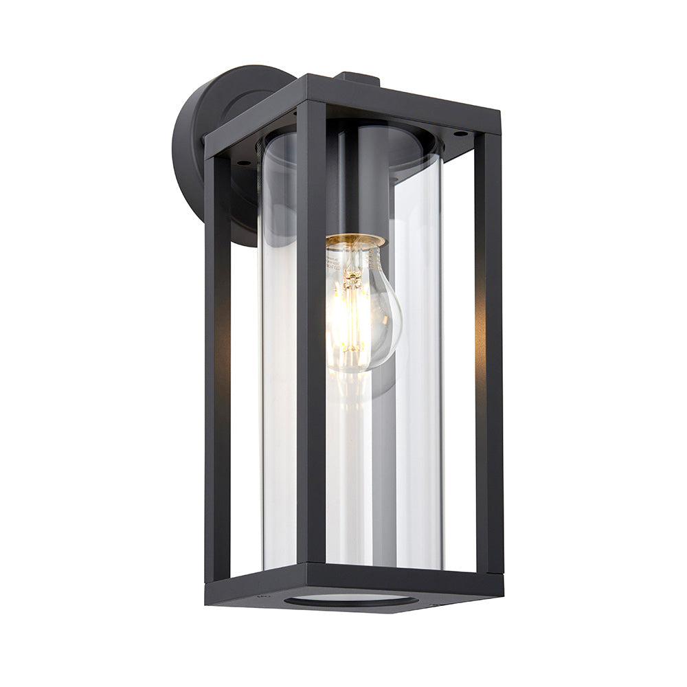 Endon Hamden Single Light Wall -  Textured Black & Clear Glass