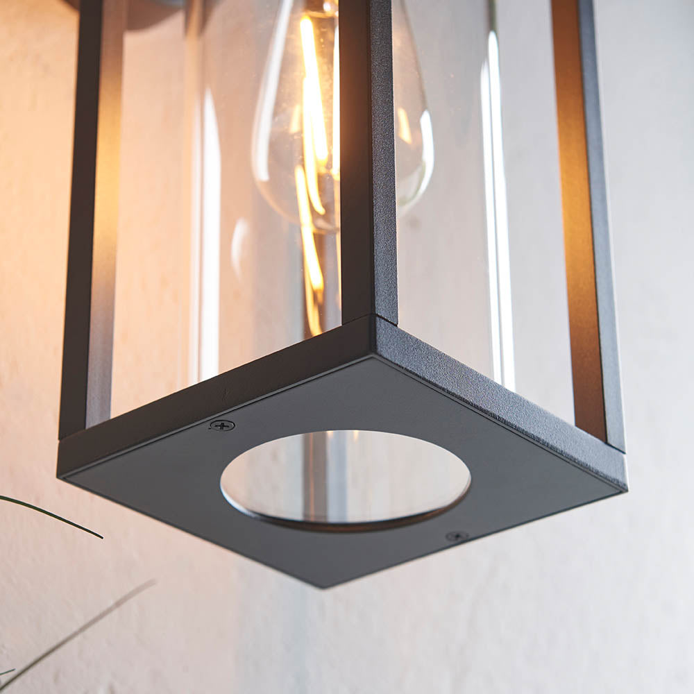 Endon Hamden Single Light Wall -  Textured Black & Clear Glass