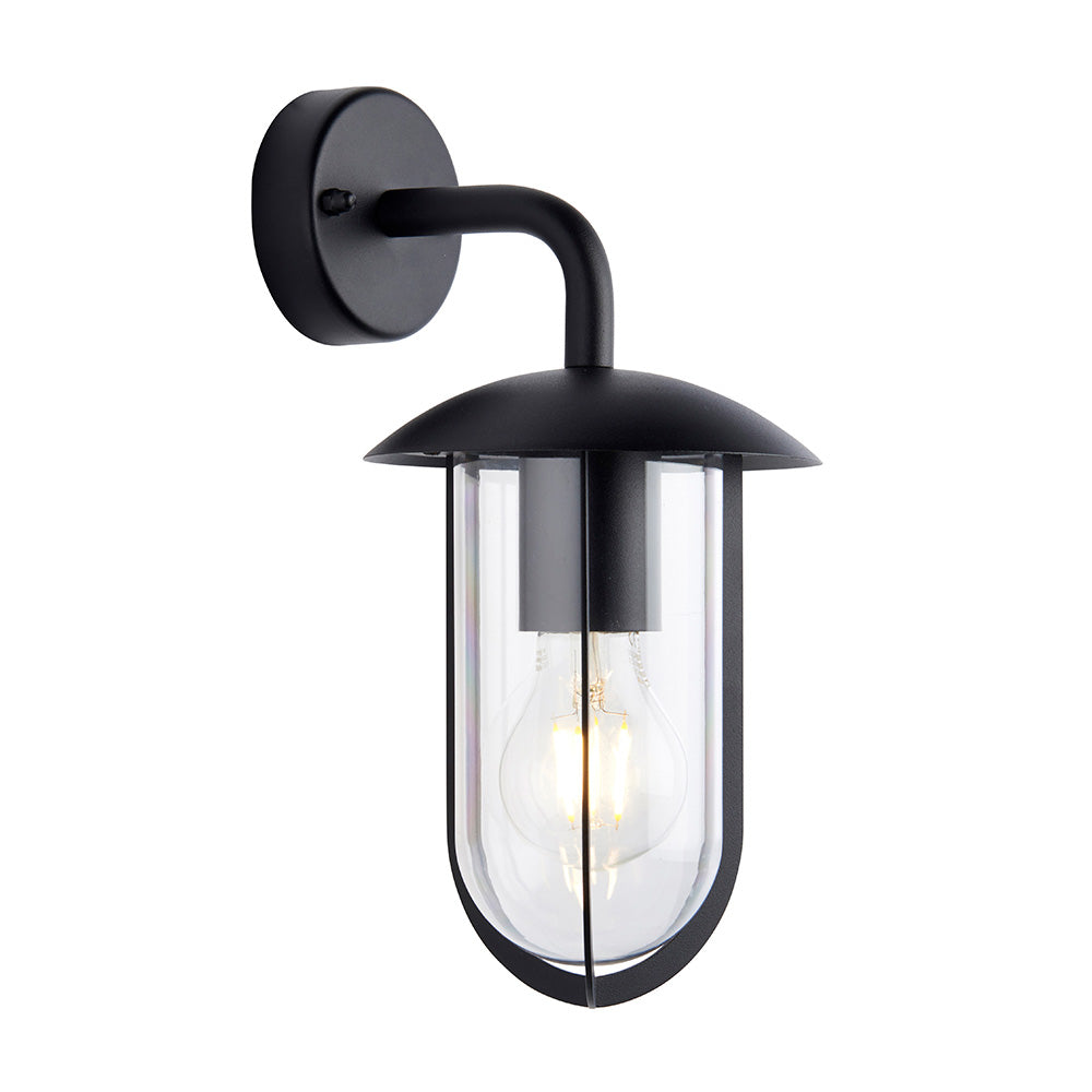Endon Quinn Single Light Wall -  Textured Black & Clear Pc
