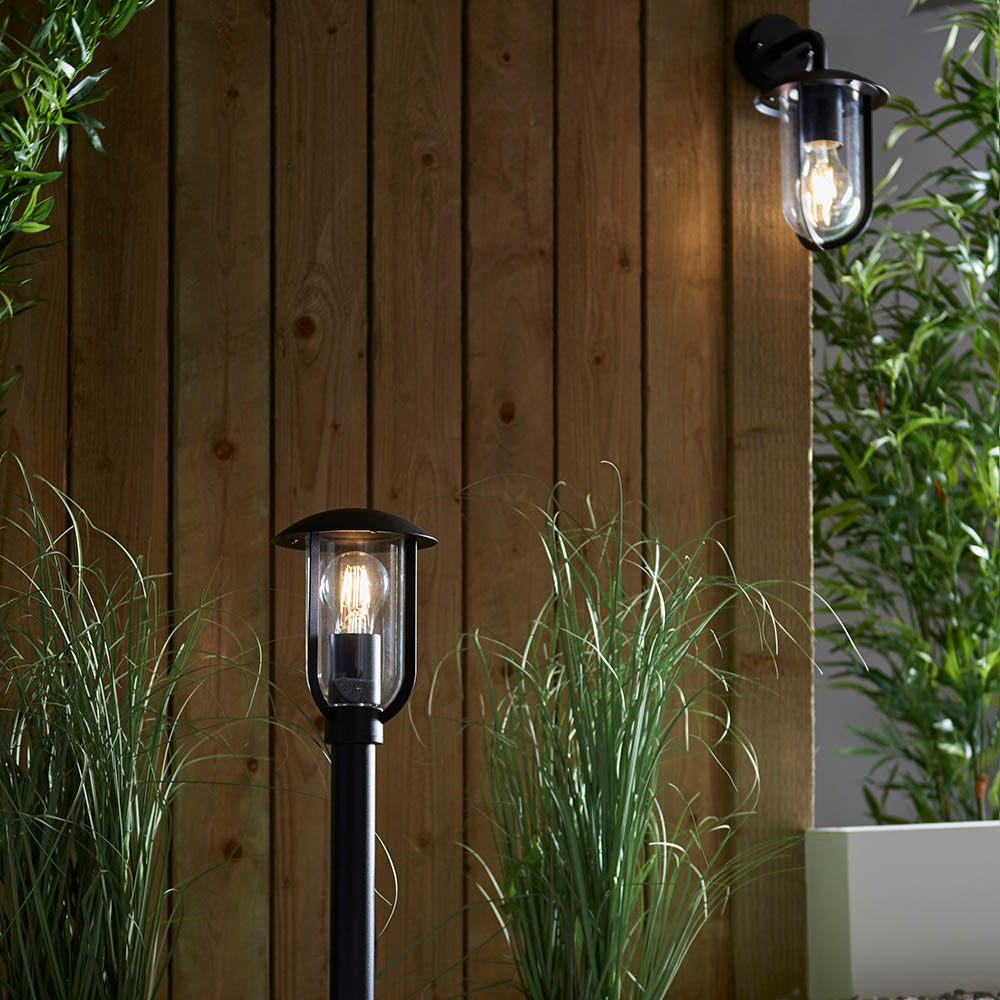 Endon Quinn Single Light Wall -  Textured Black & Clear Pc