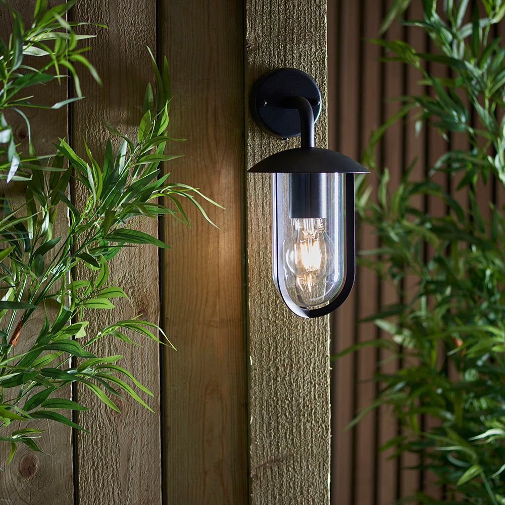 Endon Quinn Single Light Wall -  Textured Black & Clear Pc