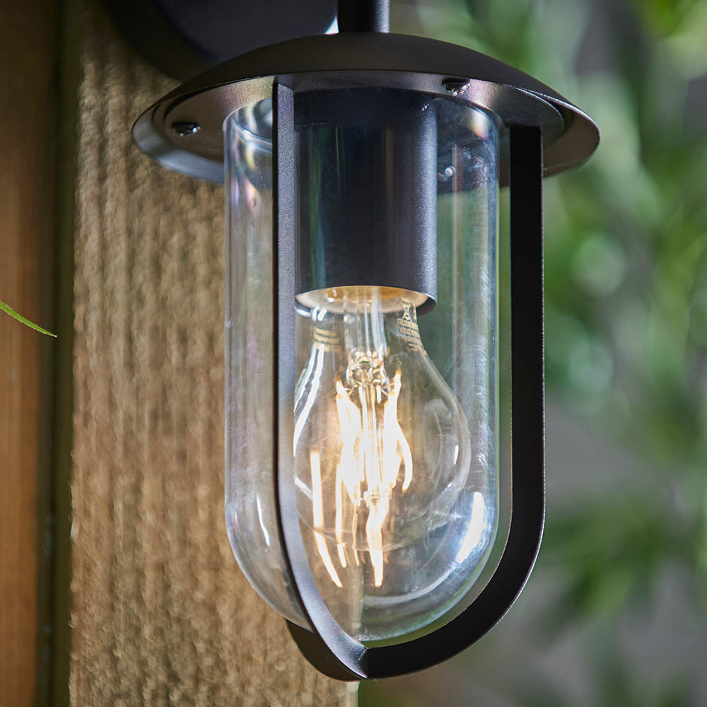 Endon Quinn Single Light Wall -  Textured Black & Clear Pc