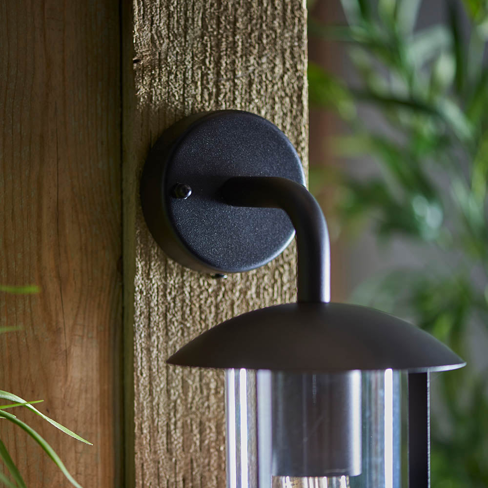 Endon Quinn Single Light Wall -  Textured Black & Clear Pc