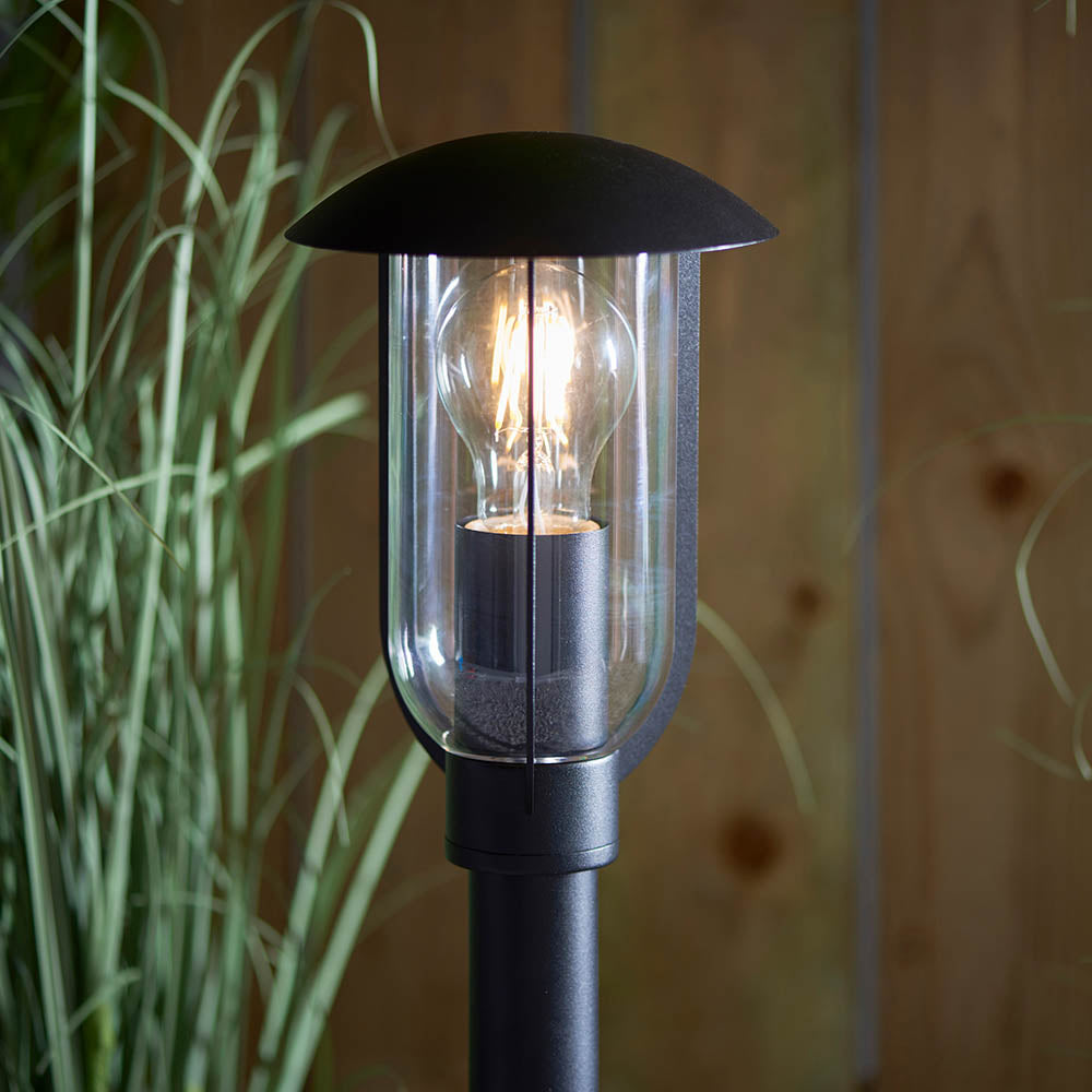 Endon Quinn Single Light Floor Lamp -  Textured Black & Clear Pc