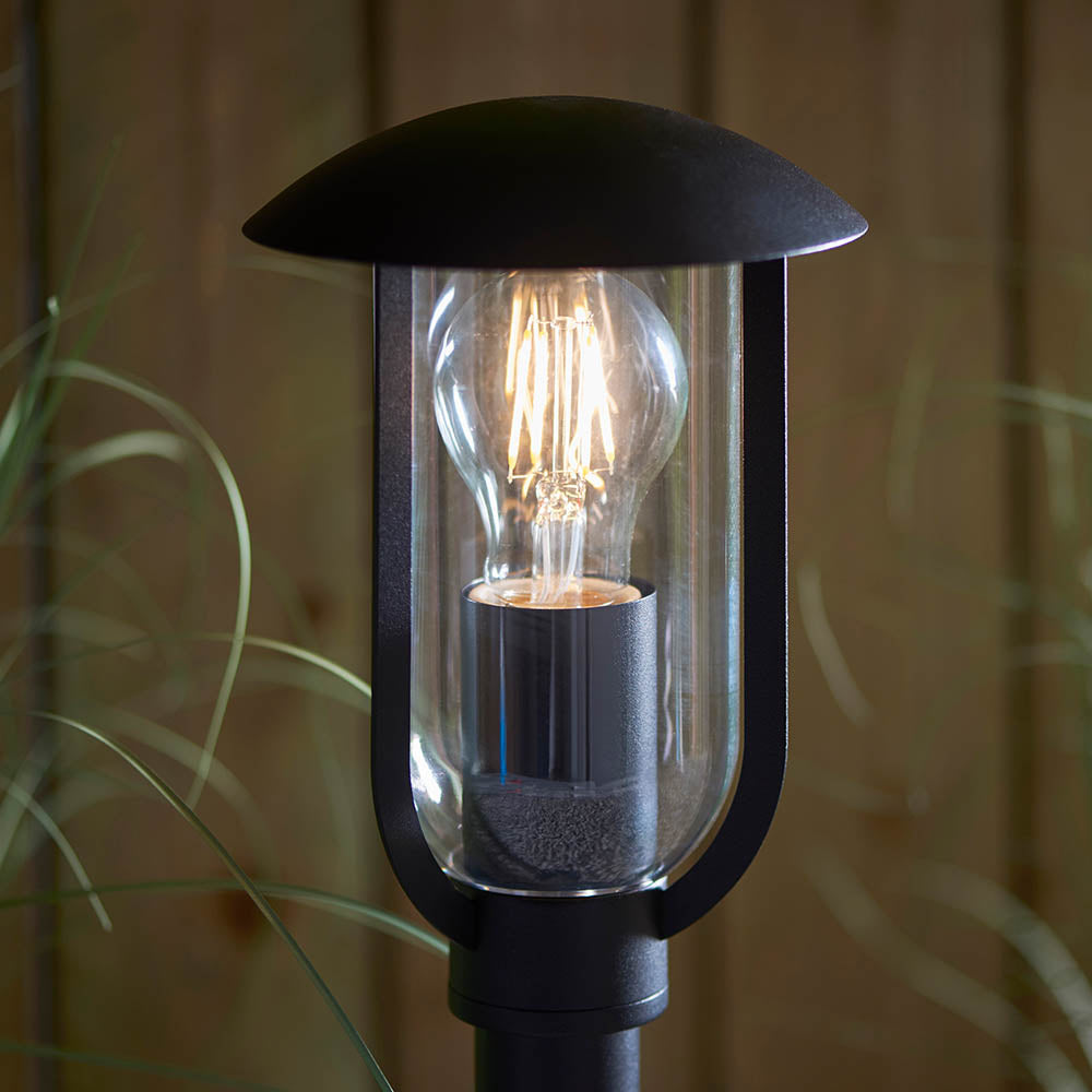 Endon Quinn Single Light Floor Lamp -  Textured Black & Clear Pc