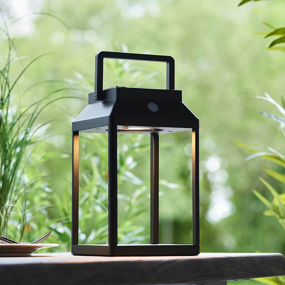 Endon Linterna Medium Single Light Table Lamp - Solar - Textured Black