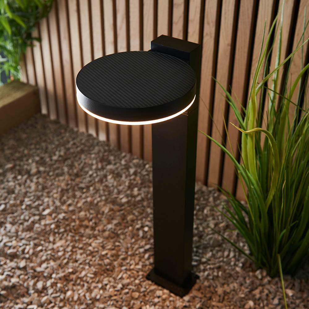 Endon Ebro Single Light Floor Lamp - Photocell And PIR - Solar -  Textured Black & White Pc