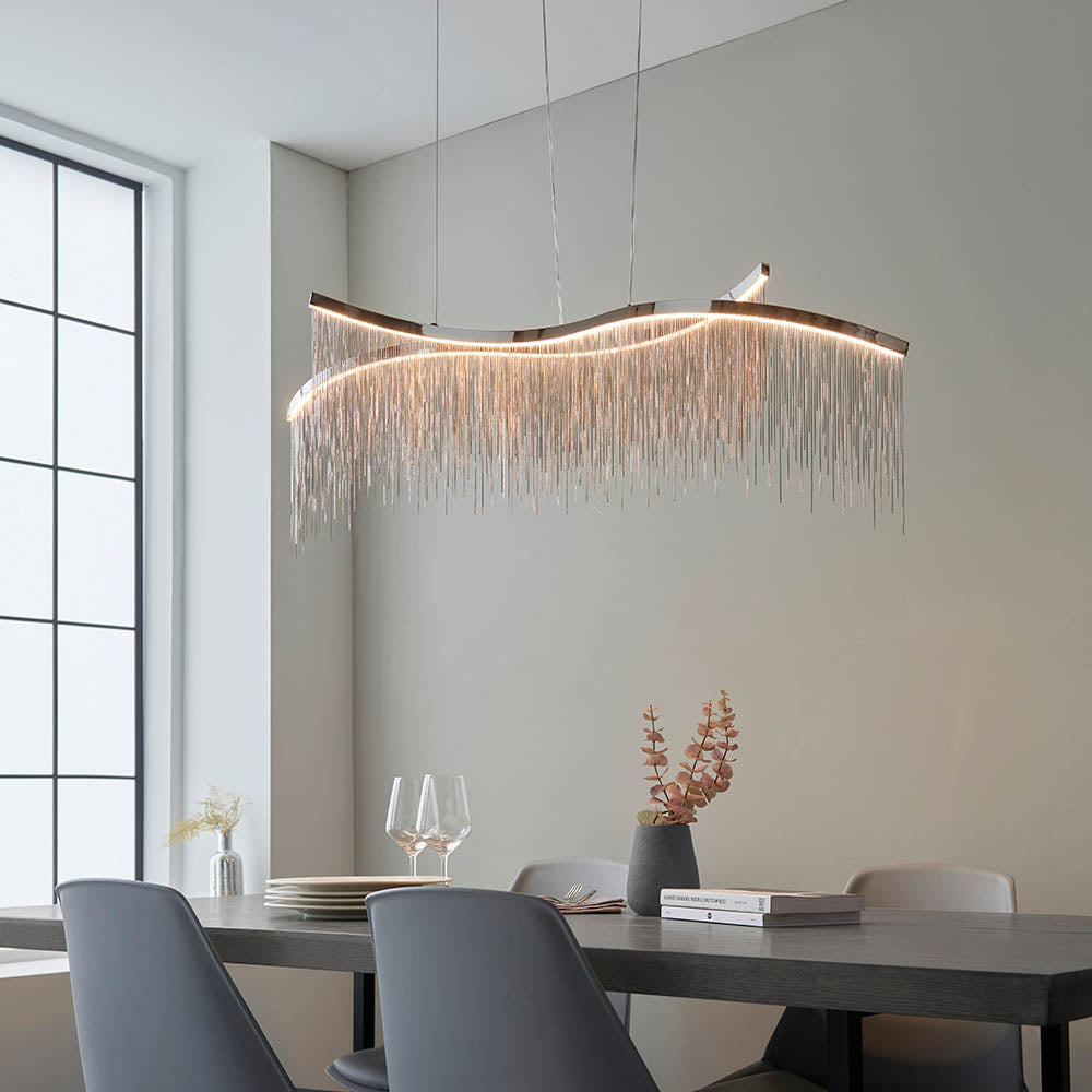 Endon Orphelia 2 Light Pendant - Chrome Plate & Silver Effect Chain