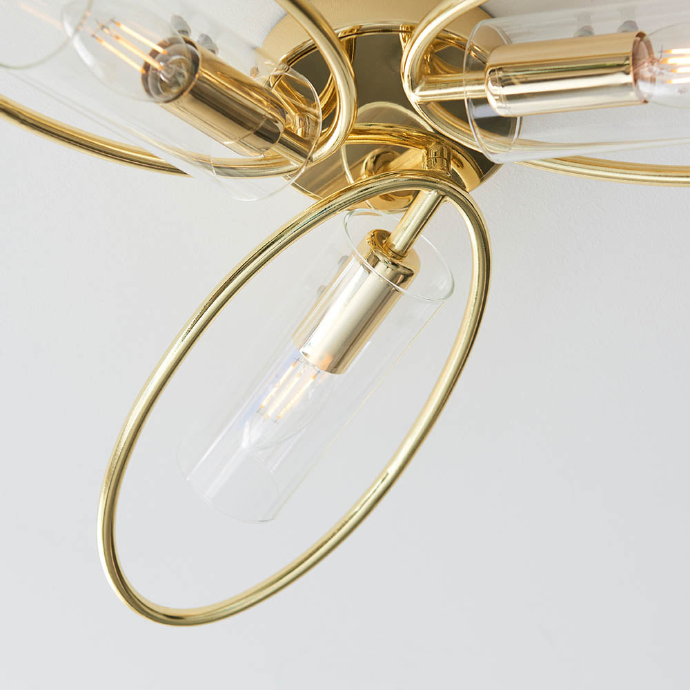 Endon Amari 3 Light Semi Flush - Polished Brass