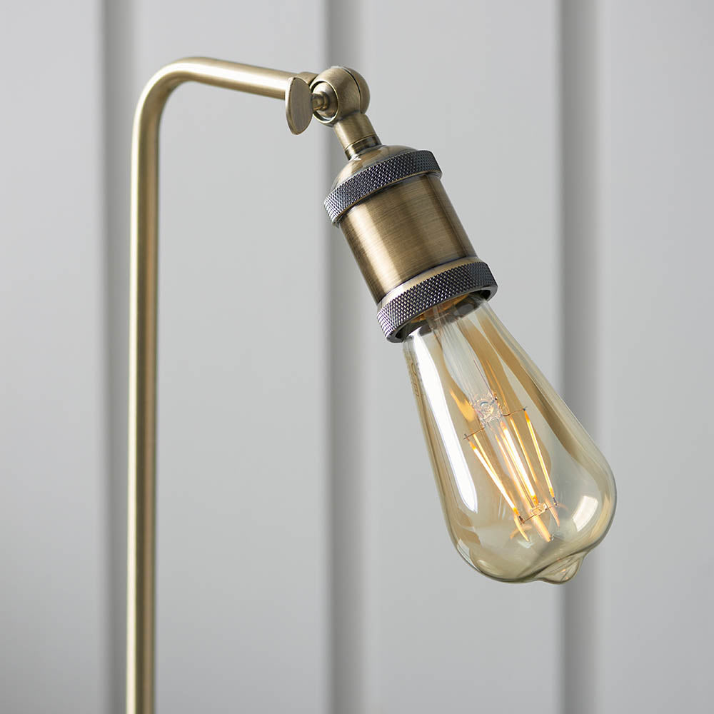 Endon Hal Single Light Arm Table Lamp - Antique Brass