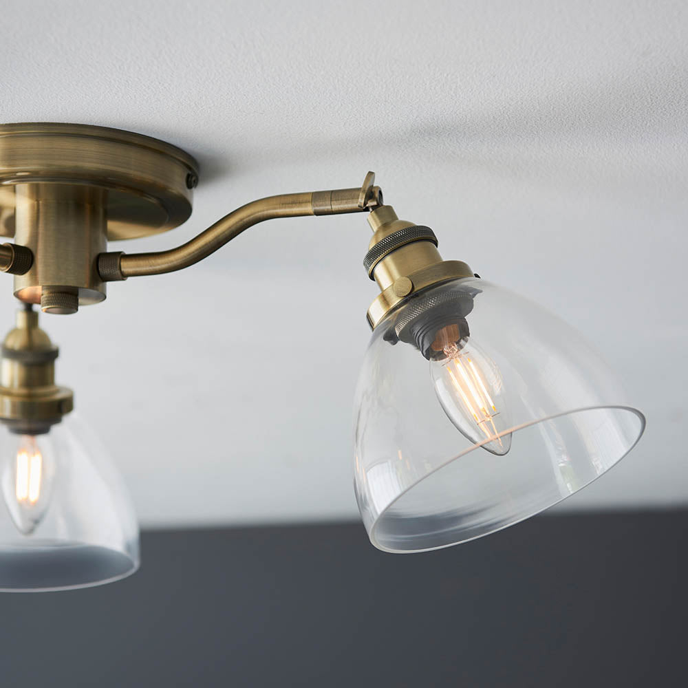 Endon Hansen 3 Light Semi Flush - Antique Brass
