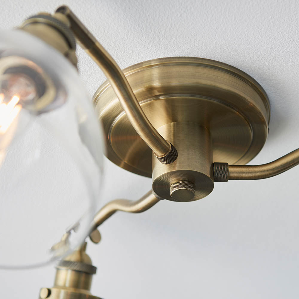 Endon Hansen 3 Light Semi Flush - Antique Brass