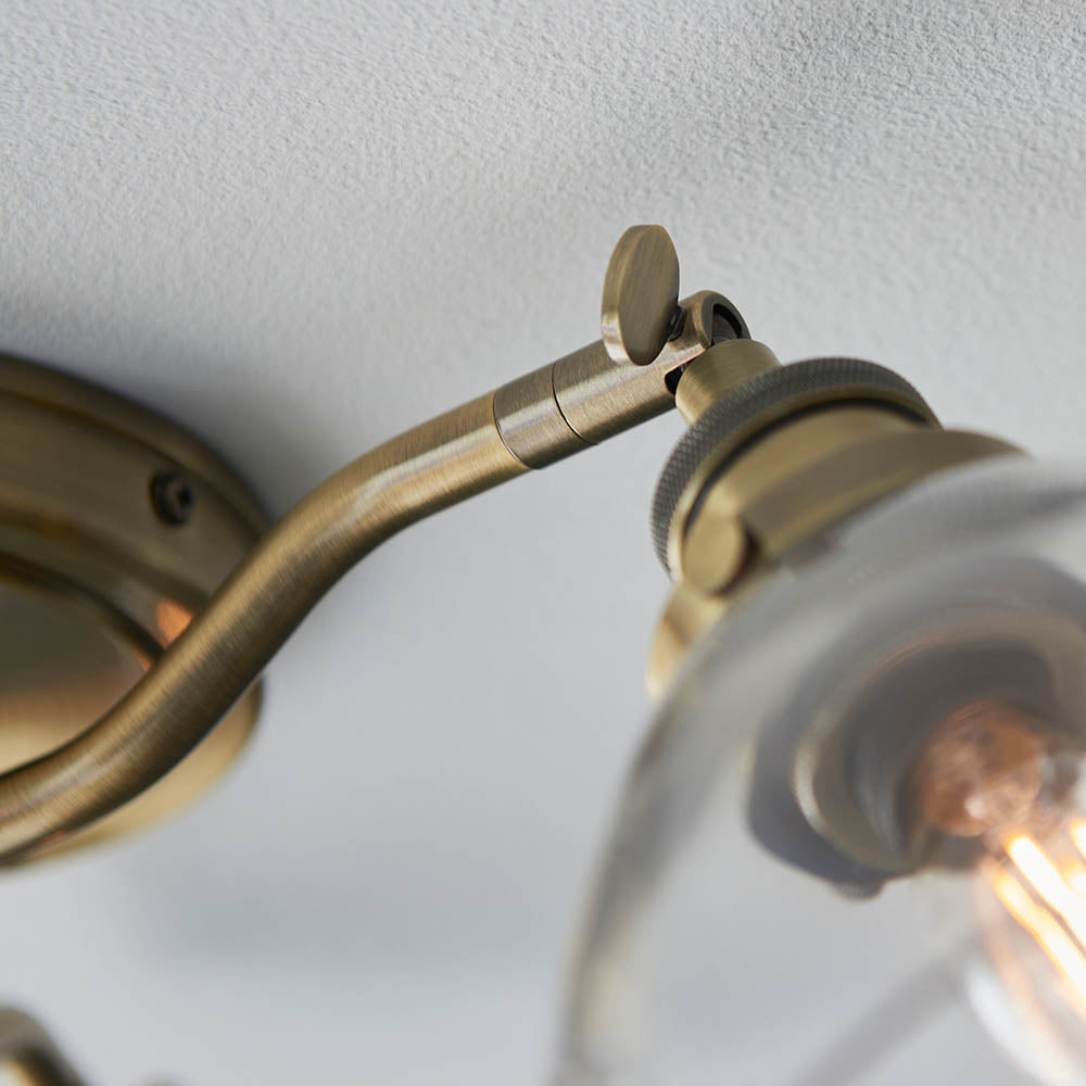 Endon Hansen 3 Light Semi Flush - Antique Brass