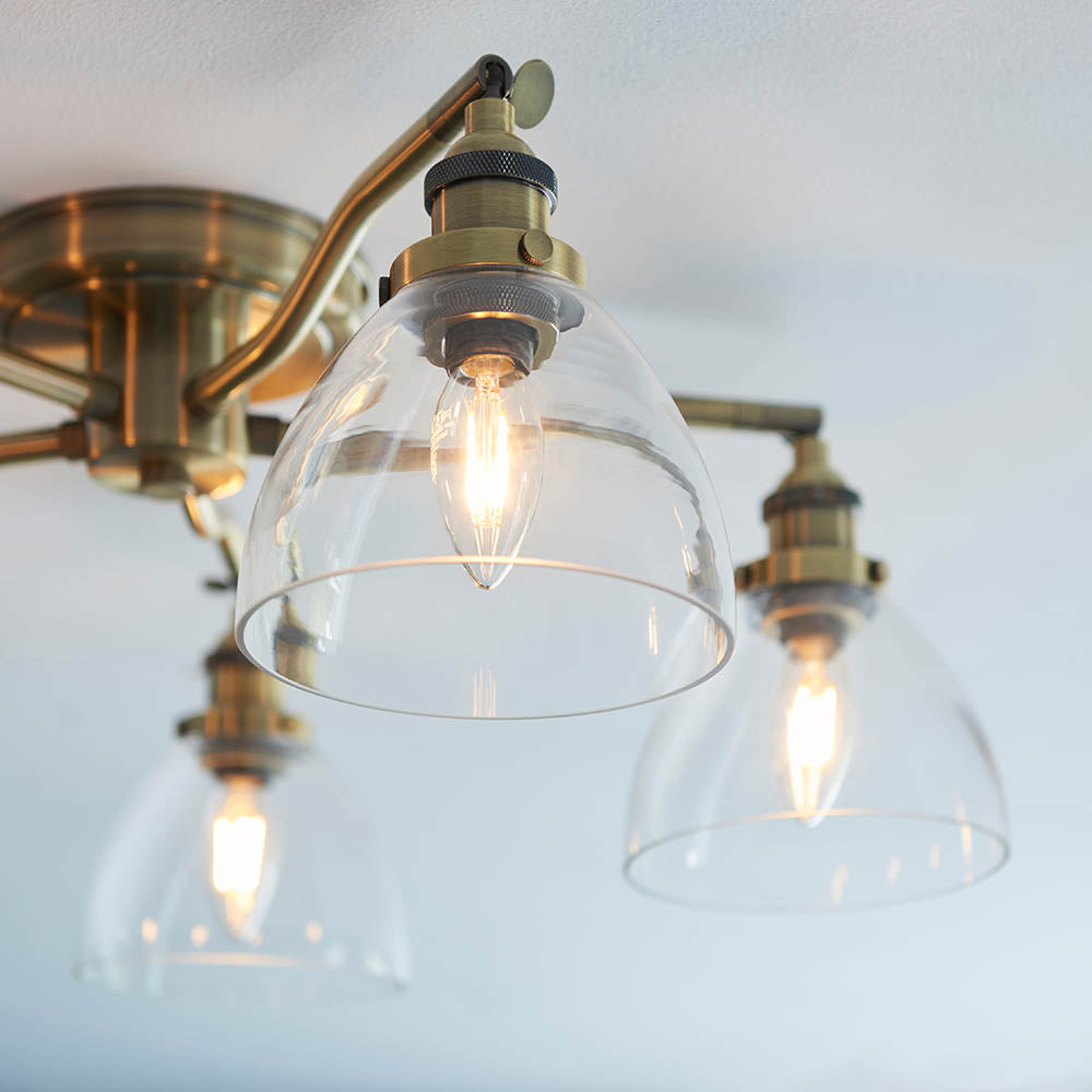Endon Hansen 5 Light Semi Flush - Antique Brass