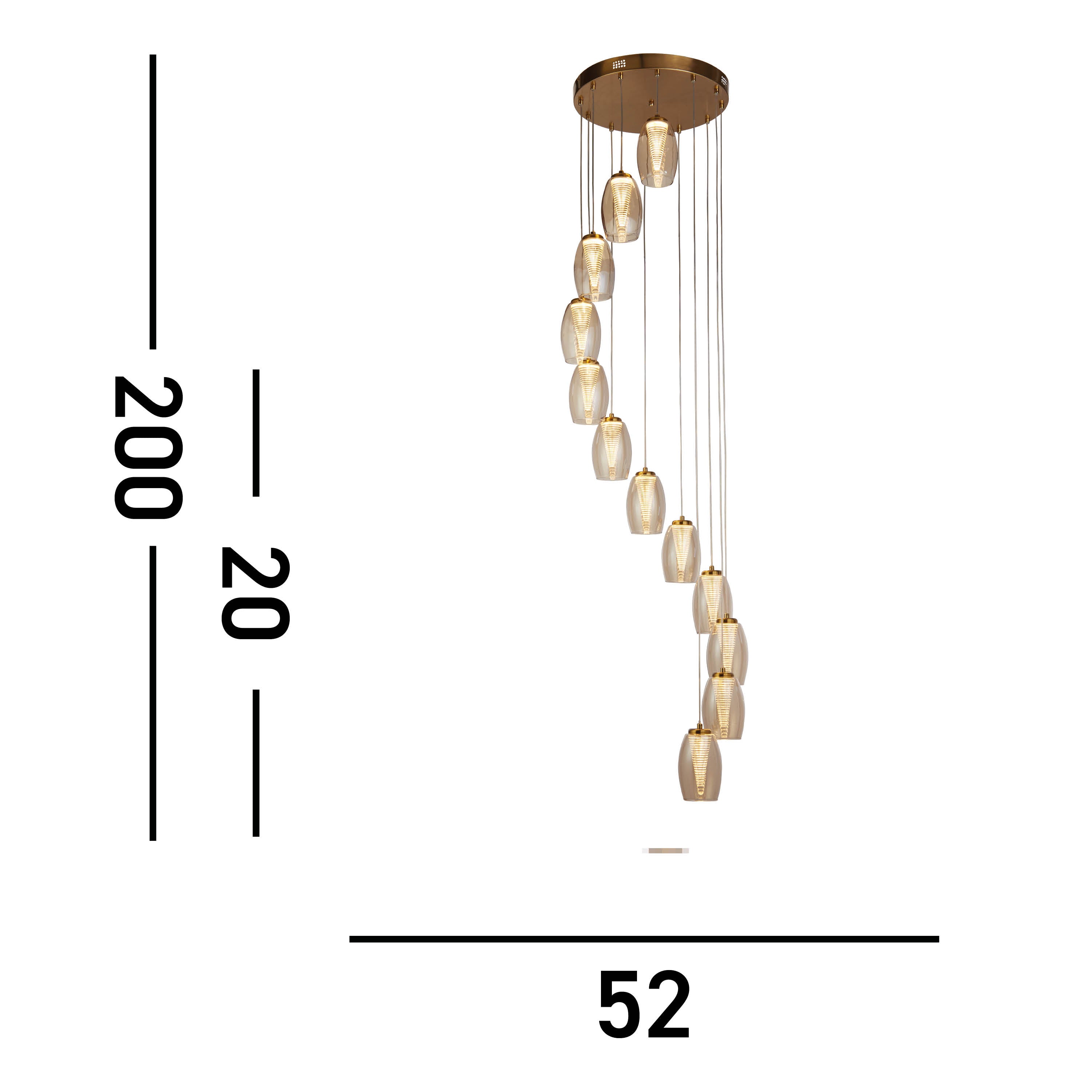 Searchlight Chapman 12 Light Pendant - Bronze & Champagne Glass