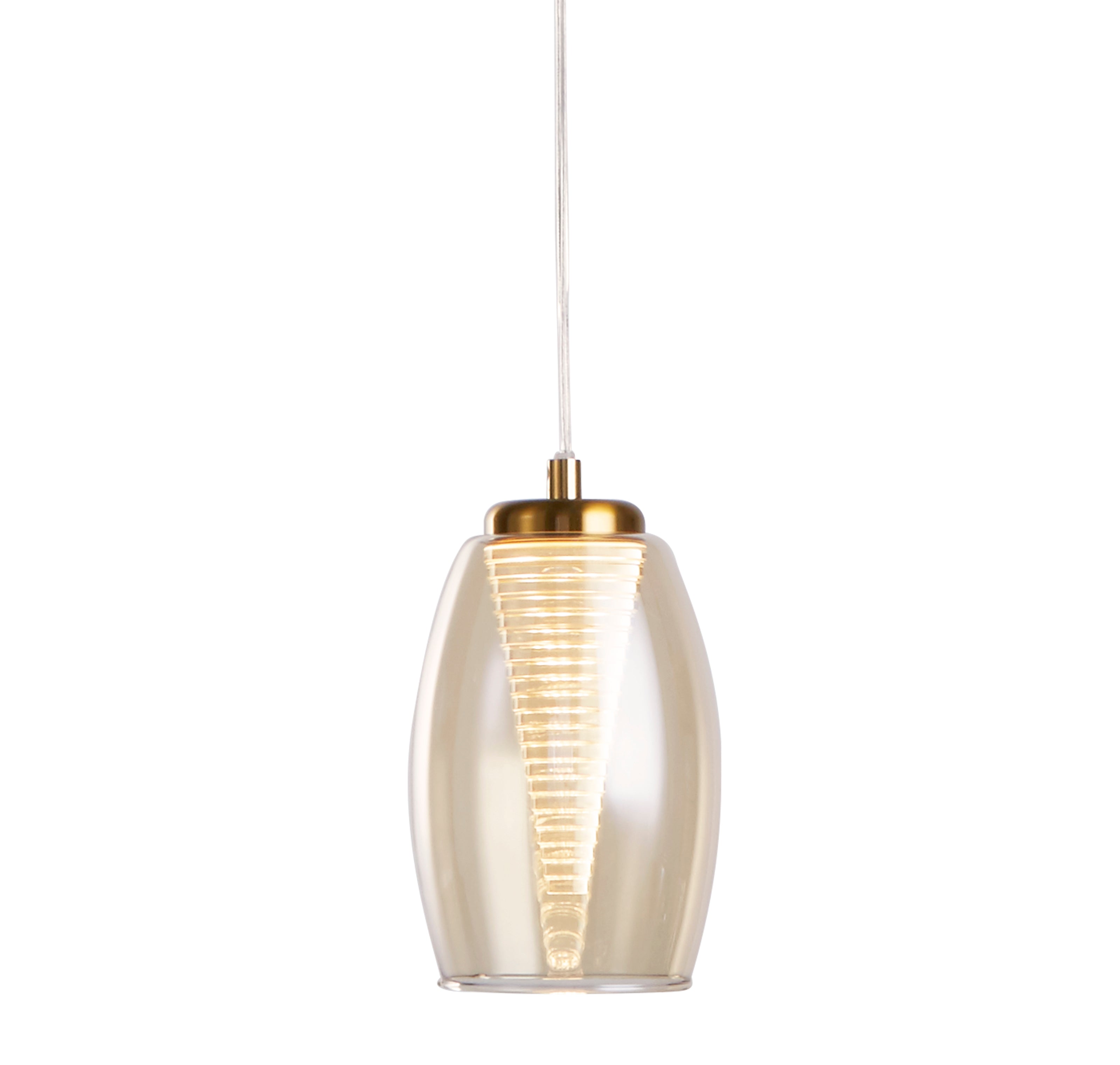 Searchlight Chapman Pendant - Bronze & Champagne Glass
