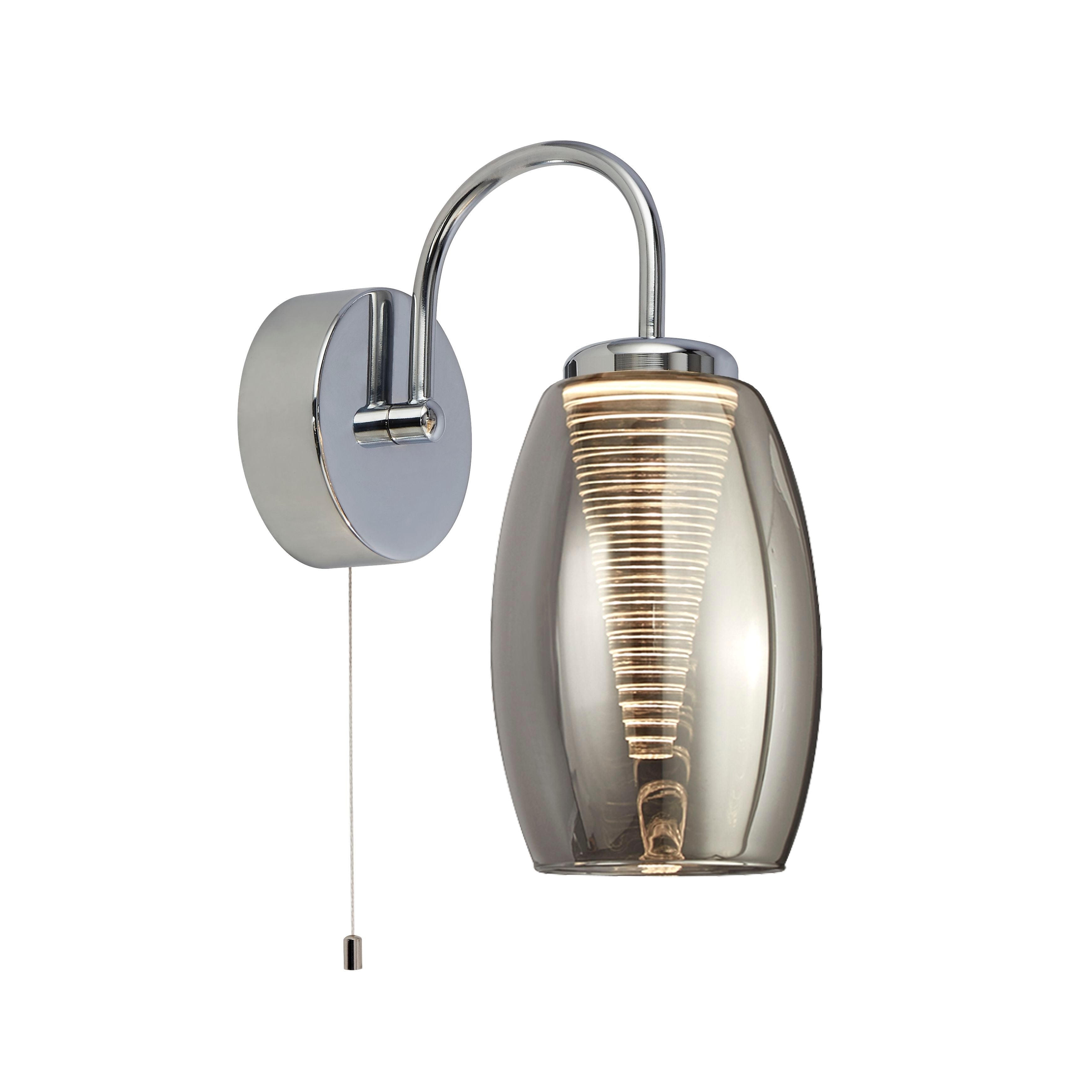 Searchlight Chapman Wall Light - Chrome & Smoked Glass