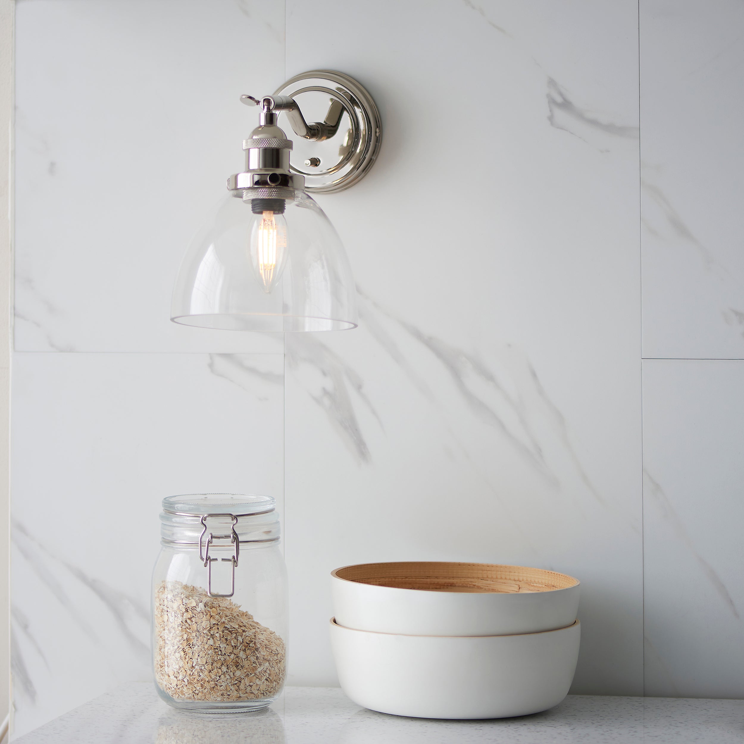 Endon Hansen Single Wall Light - Bright Nickel