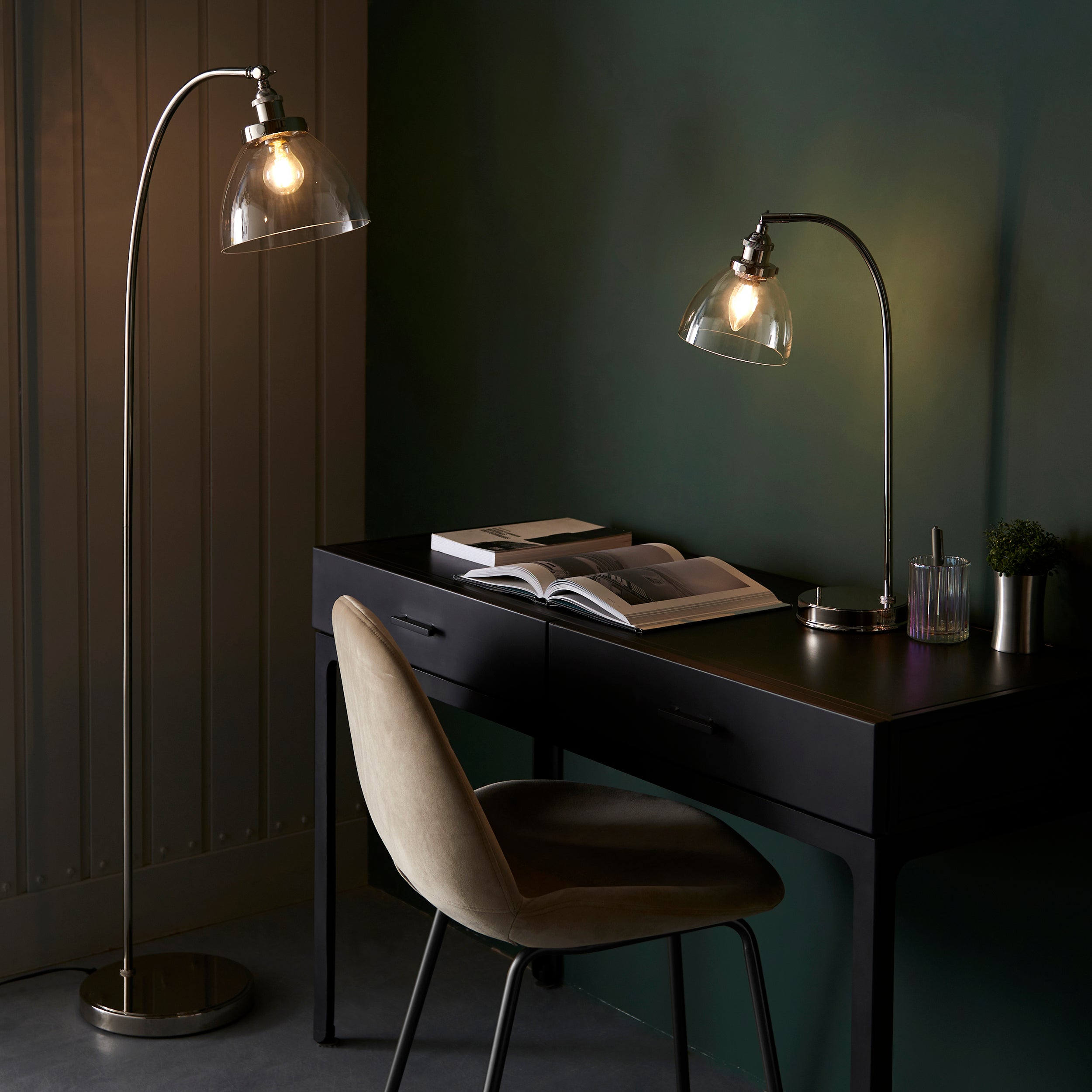 Endon Hansen Single Light Table Lamp - Bright Nickel