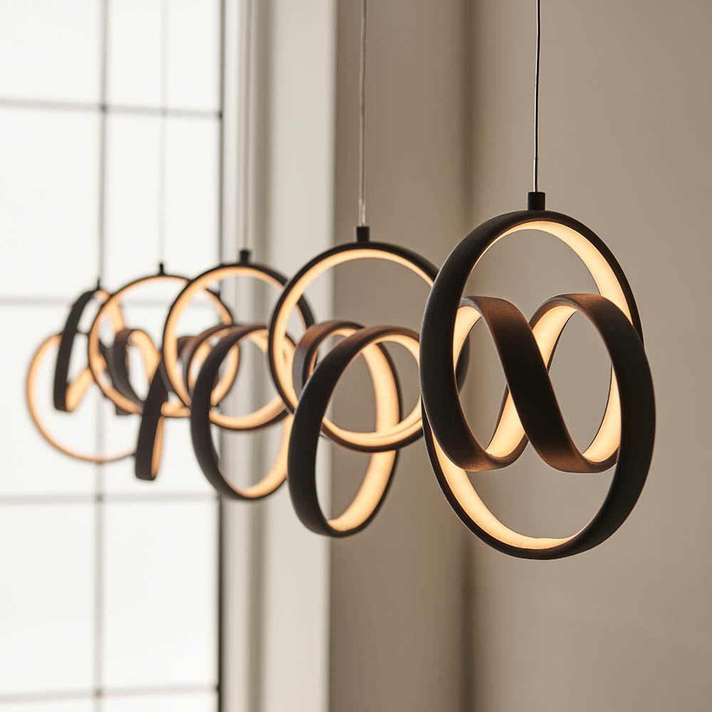 Endon Cosma 5 Light Pendant -  Textured Black & White Silicone
