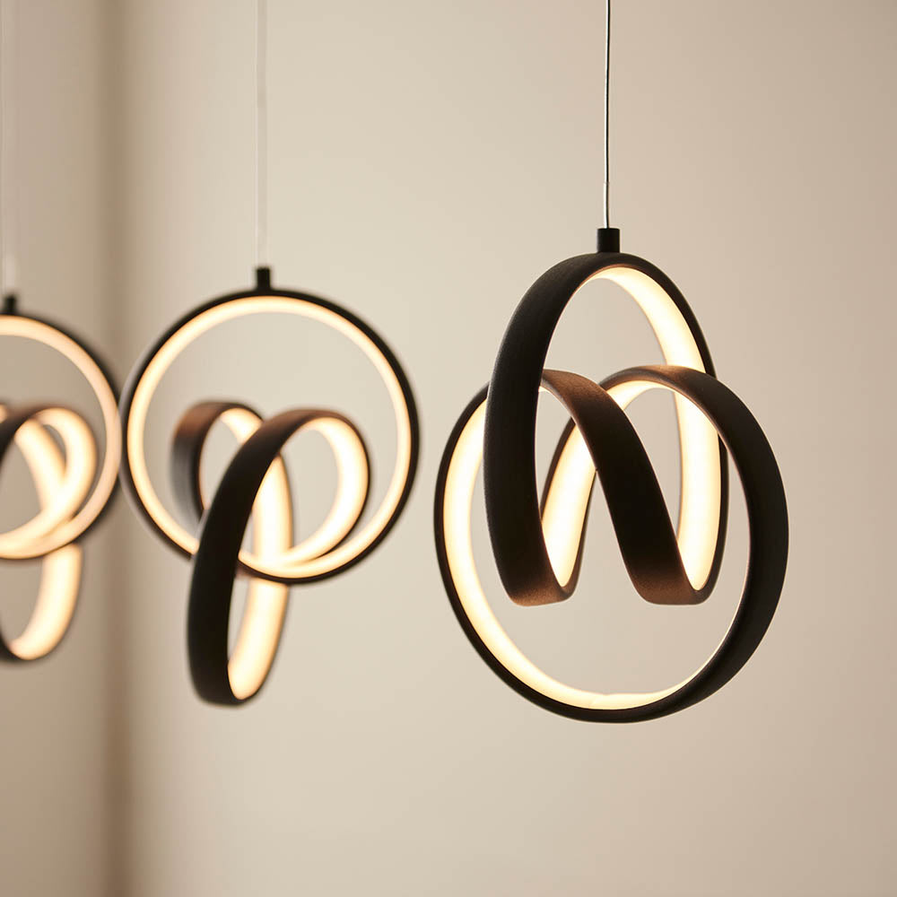 Endon Cosma 5 Light Pendant -  Textured Black & White Silicone