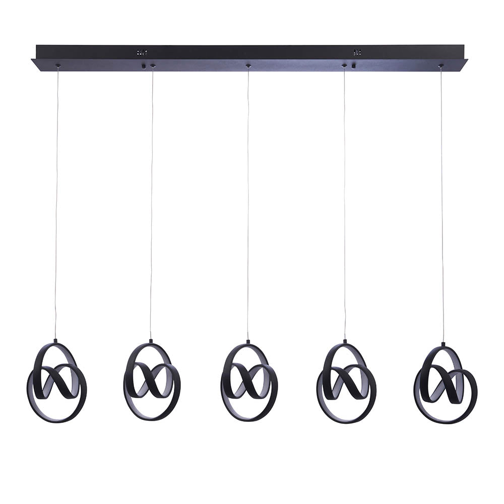 Endon Cosma 5 Light Pendant -  Textured Black & White Silicone