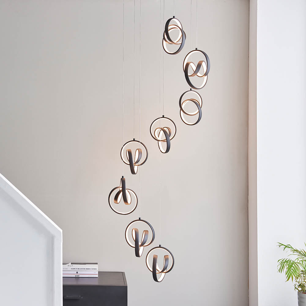 Endon Cosma 8 Light Pendant -  Textured Black & White Silicone