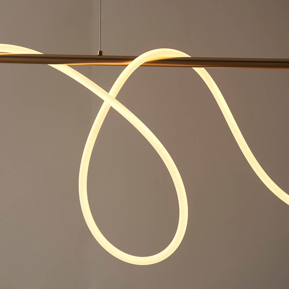 Endon Attalea Single Light Linear Pendant -  Satin Gold Paint & White Silicone